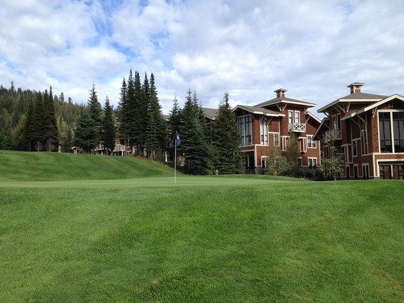 16th hole at Sun Peaks backing the Best Sun Peaks condo at Stone's Throw Sun Peaks