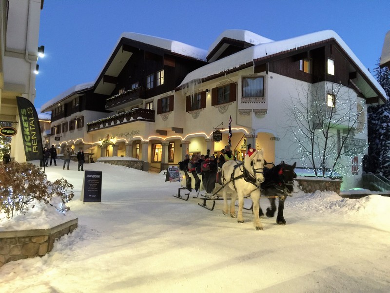 Beautiful horse-drawn carriage through Sun Peaks Resort