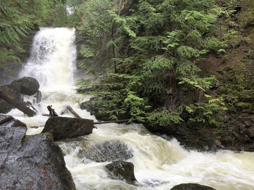 Sun Peaks Waterfall in winter - water running but not visible - photo by BestSunPeaks.com