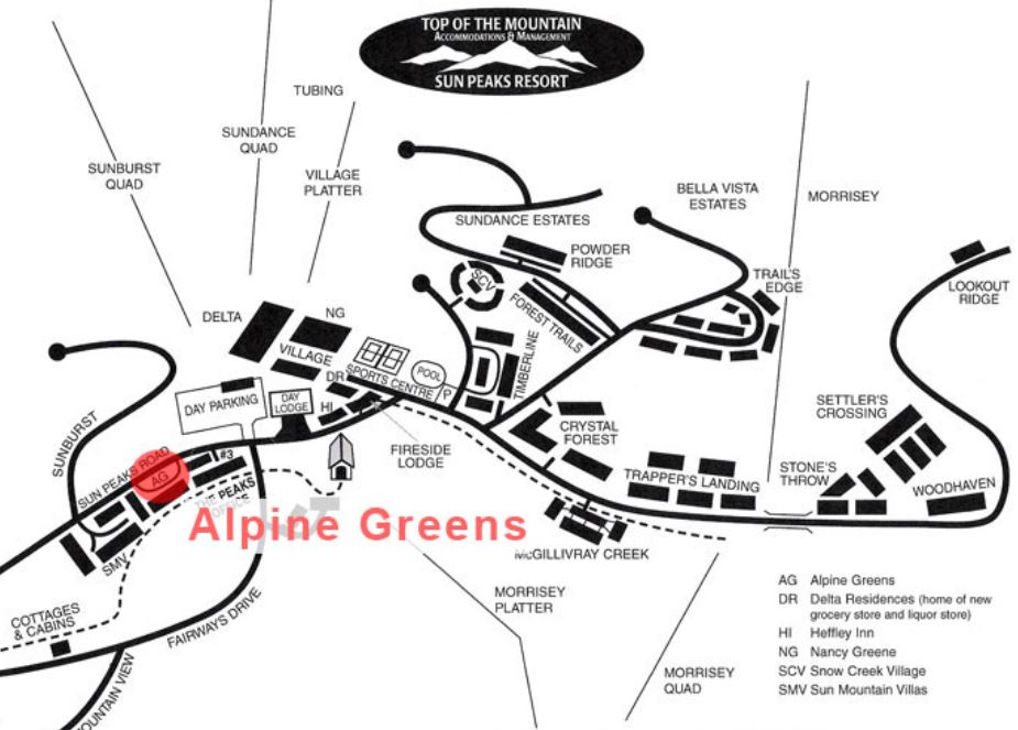 location of Alpine Greens at Sun Peaks