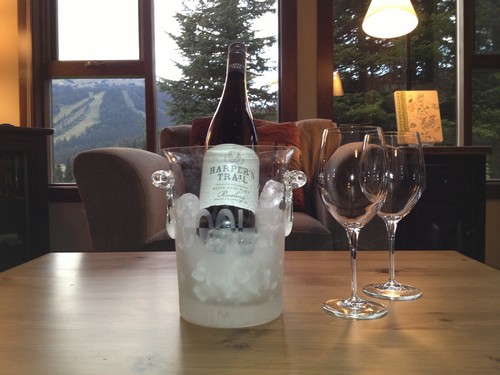 Harpers Trail wine chilling in our Best Sun Peaks Stone's Throw condo