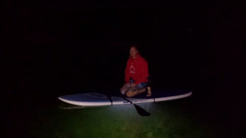 Looking for trout - night SUP Tours on Heffley Lake