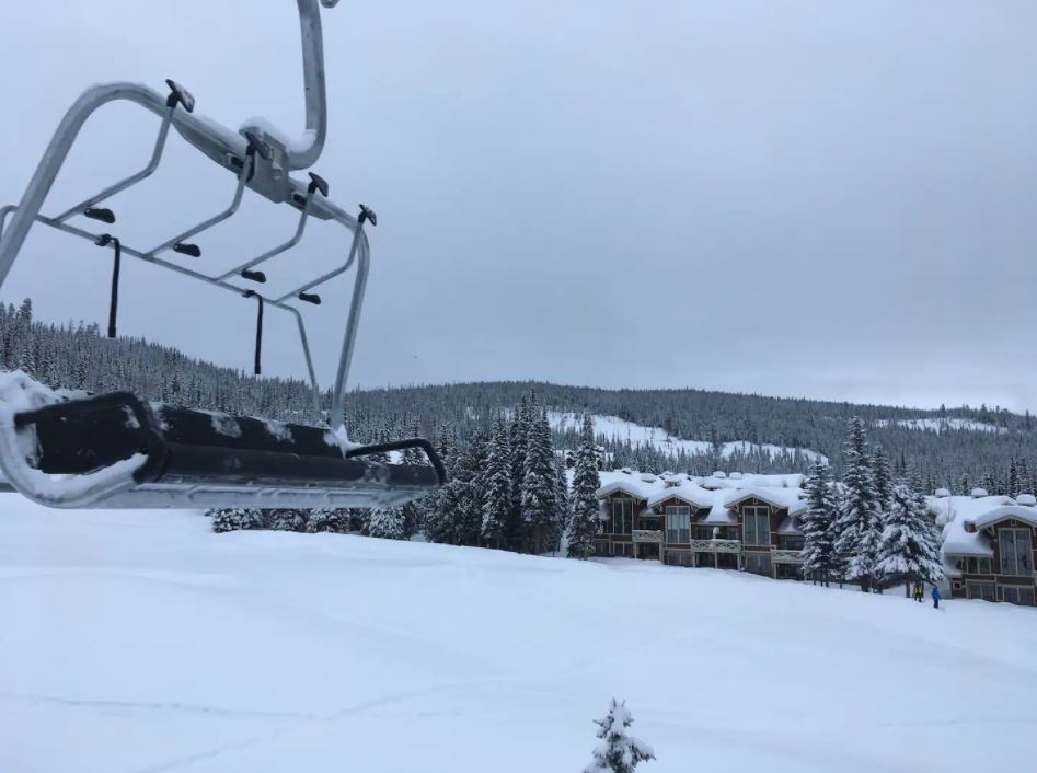 Sun Peaks Slopeside condo view from the orient chair