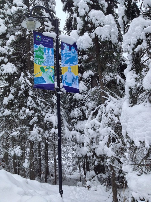 Beautiful lit pathways in Sun Peaks