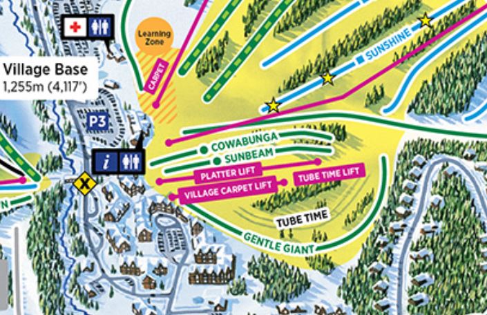 Map to Sun Peaks Tube Park