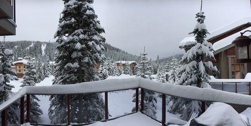 View from the spacious Trapper's Landing Sun Peaks deck at BestSunPeaks.com