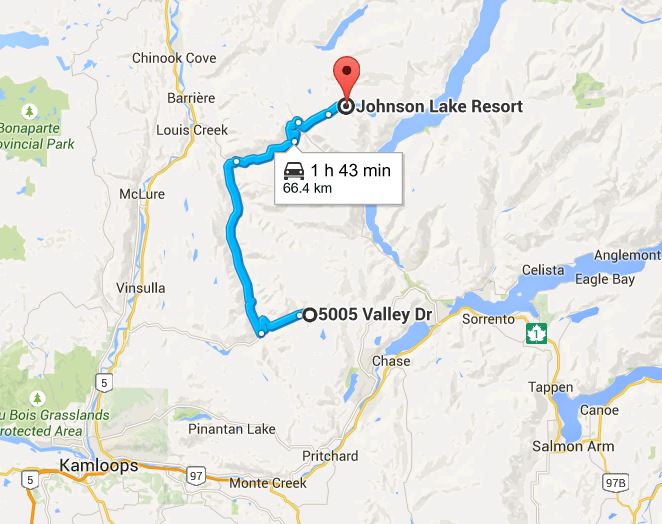 Map to Johnson Lake from BestSunPeaks.com