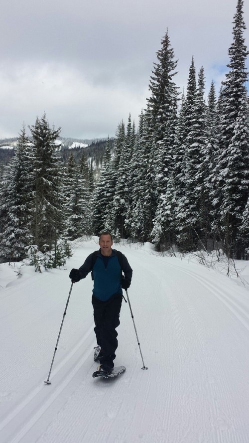 Paul snowshoeing at Sun Peaks Resort