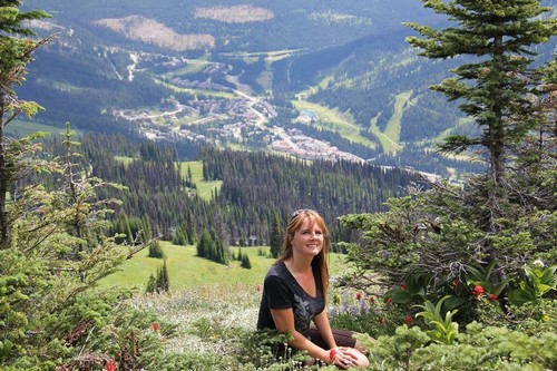 Wild flowers and views of Sun Peaks Resort while hiking Sun Peaks