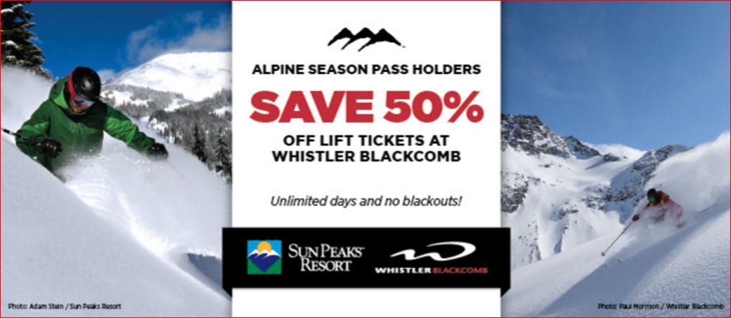 Sun Peaks and Whistler reciprocal pass